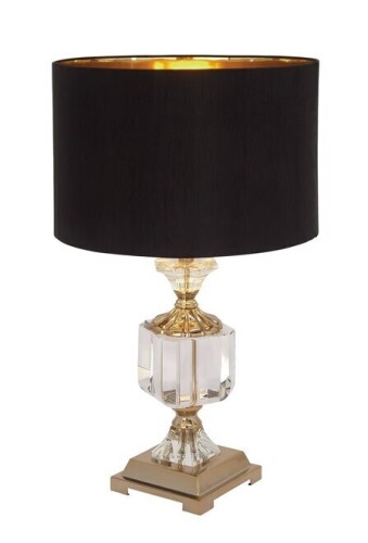 Olivia & May Crystal Table Lamp with Drum Shade Gold - Faux Silk Shade, No Assembly, Modern Decor New In Box $299