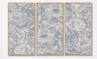 Red Barrel Studio&reg; "Vintage Blue Farmhouse Flower IV" 3 - Pieces New In Box $299