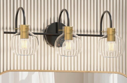 Latitude Run&reg; Bathroom Vanity Lights with Clear Shade Vanity Light Fixture New In Box $199