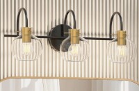 Latitude Run&reg; Bathroom Vanity Lights with Clear Shade Vanity Light Fixture New In Box $199