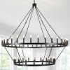 Gracie Oaks Neiges 54 - Light 60" Two Tier Large Farmhouse Rustic Candle Style Wagon Wheel Chandelier $999