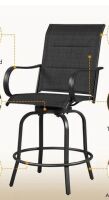 Yaheetech Outdoor Texteline Swivel Bar Stools with High Back In Black New in Box $399