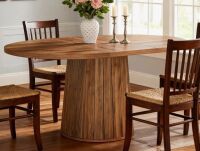 Millwood Pines 55 Inch Oval Dining Table With Wood Base in Walnut New in Box $499