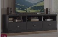 Winston Porter TV Stand for 65/70/75 Inch TV, Entertainment Center with Storage Drawer, Mid-Century Modern TV Console with Open Shelves, 70in Media TV Cabinet in Black in Box $499