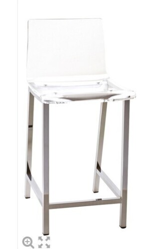 Fox Hill Trading Pure Decor 24" Acrylic Metal Counter Stools in Clear New in Box $799