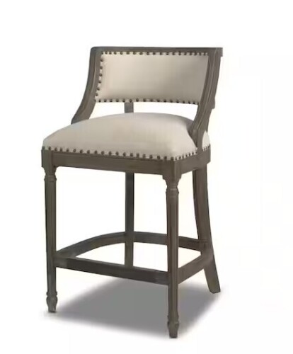 Jennifer Taylor Paris 26 in. Light Beige Farmhouse Kitchen Counter Height Bar Stool with Backrest and Wood Frame New in Box $599