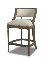 Jennifer Taylor Paris 26 in. Light Beige Farmhouse Kitchen Counter Height Bar Stool with Backrest and Wood Frame New in Box $599