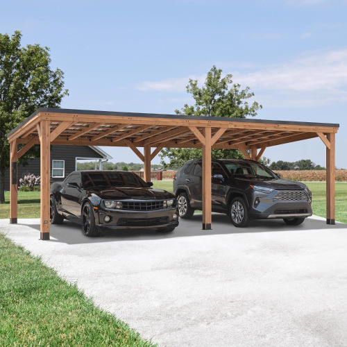 Backyard Discovery Arcadia 24' x 12' Cedar Wood Outdoor Gazebo Pavilion (8 Boxes) May be Incomplete $4999