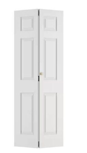 Goldenpoley 30 in. x 78.4 in. 3-Panel Hollow Core White Primed Composite MDF Bi-Fold Door with Hardware Kit in White New in Box $399