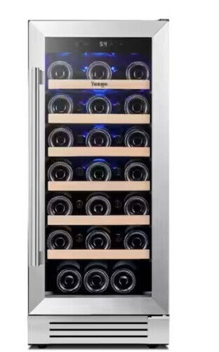 Yeego Single Zone 15 in. 33-Bottles Built-In/Freestanding Wine Cooler Refrigerator 40-65&deg;F Frost-Free in Stainless Steel New in Box $699