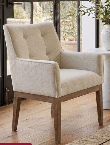Gracie Oaks Upholstered Tweed Solid Wood Leg Accent Armchair, Beige, New in Box $599