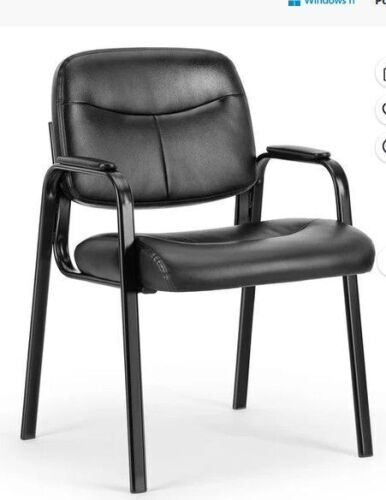 Guest Chair, Reception Chair with Fixed PU Leather Padded Armrests for Office Waiting Room, Black, New in Box $399