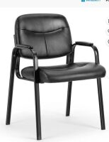 Guest Chair, Reception Chair with Fixed PU Leather Padded Armrests for Office Waiting Room, Black, New in Box $399