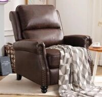 Red Barrel Studio 34.6" Wide Classic and Overstuffed Soft Pushback Recliner with Rivet, Brown, New in Box $699