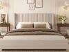 OrangeOne Buzio Dark Beige Solid Wood Frame King Size Upholstered Platform Bed with Wood Base $899