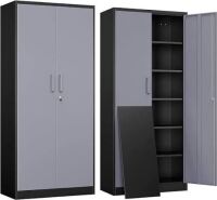 Yizosh 71 in Tall Steel Lockable Storage Cabinet with 2 Doors and 5 Adjustable Shelves for Garage Office Home Gym School $299