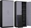 Yizosh 71 in Tall Steel Lockable Storage Cabinet with 2 Doors and 5 Adjustable Shelves for Garage Office Home Gym School $299