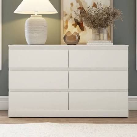 Hillsdale Brindle 6 Drawer Dresser, Matte White, by Hillsdale Living Essentials New in Box $699