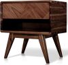 Rorns Laden Solid Acacia Wood Nightstand with Storage Drawer, Mid-Century Modern Art Deco Design, End Table for Bedroom & Living Room, Scratch & Water-Resistant, Easy Assembly, Walnut New Shelf Pull $299