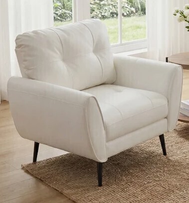 George Oliver Corvo Faux Leather Armchair in White New $599