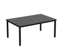 Vicllax 63 in. Black Rectangular Outdoor Patio Dining Table for 6 with Steel Slat Top and Umbrella Hole New Open Box $599 (Similar to picture)