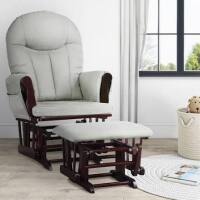 Baby Relax Huntington Nursery Glider & Ottoman, Brown Wood with Light Gray Microfiber Cushions, New in Box $299