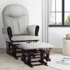 Baby Relax Huntington Nursery Glider & Ottoman, Brown Wood with Light Gray Microfiber Cushions, New in Box $299