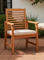 PHI VILLA Acacia Wood Patio Dining Chair with Cushion New in Box $399