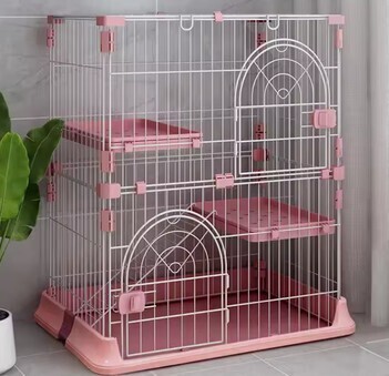 Tucker Murphy Pet&trade; Pink 3-tier Indoor Cat Cage, Multi-level Cat Villa With Ladder & Platform, Spacious Large Cat Playpen For Multiple Cats, Easy To Clean Metal Cat Enclosure New In Box $199