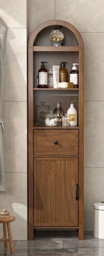 Lark Manor&trade; Freestanding Bathroom Cabinet, Narrow Tall Bathroom Storage Cabinet With Fluted Doors And Drawers $299
