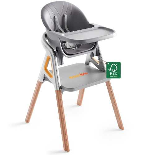 CoziBB Baby High Chair, 6-in-1 Convertible Growing Baby High Chair for Infants and Toddlers with Adjustable Plates and Seats, 5-Point Seat, Grey New In Box $199