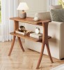 George Oliver 24.6'' Tall End Table Side Table With 2-Tier Storage Shelves And Solid Wood Legs New In Box $199