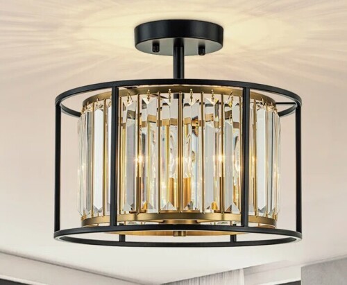 Mercer41 Sarino 3 - Light Drum Crystal Semi Flush Mount $299
