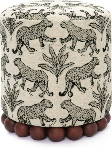TOV Furniture Dex Taupe Leopard Jacquard Ottoman New In Box $299