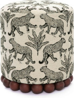 TOV Furniture Dex Taupe Leopard Jacquard Ottoman New In Box $299