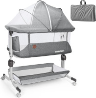MOMFANN Baby Bassinet Bedside Sleeper with Full Mesh Sides | Upgraded Stability Bedside Crib with 6-Height Adjustment, Storage Basket, Soft Sheet, Easy Folding Portable Design, Gray New In Box $299
