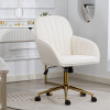 Mercer41 Velvet Home Office Chair with Gold Base and Wheels, Modern Makeup Vanity Chair, Height Adjustable Swivel Desk Chair for Living Room Bedroom Study Room, Beige New In Box $299