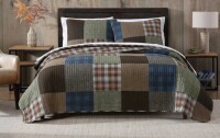 Eddie Bauer 3-Piece King Size Classic Patchwork Cotton Reversible Green Quilt Set $299
