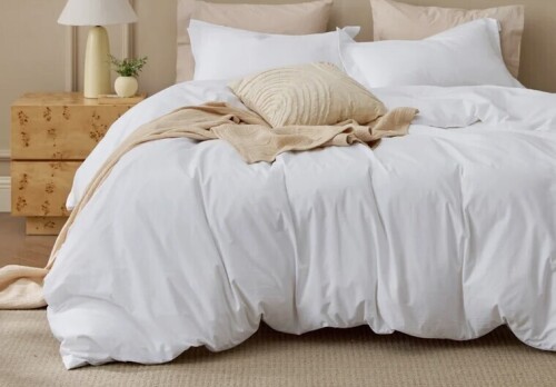 Bedsure 100% Washed Cotton Duvet Cover Full Size 3-Piece Set - Minimalist Cotton Beding Set For All Season $199
