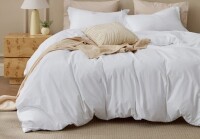 Bedsure 100% Washed Cotton Duvet Cover Full Size 3-Piece Set - Minimalist Cotton Beding Set For All Season $199