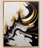 Wade Logan&reg; Azareth Black And Gold Wave - Abstract Wall Art For Living Room, 32" H x 16" W x 1" D New In Box $199