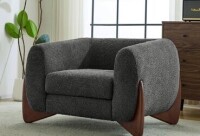 Ivy Bronx Rhudine Boucle Upholstered Sofa in Dark Gray New $899