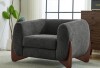 Ivy Bronx Rhudine Boucle Upholstered Sofa in Dark Gray New $899