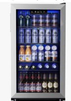 Simzlife 17.3'' W 130 Cans (12oz.) 3.3 Cubic Feet Freestanding Beverage Refrigerator with Glass Door New in Box $599