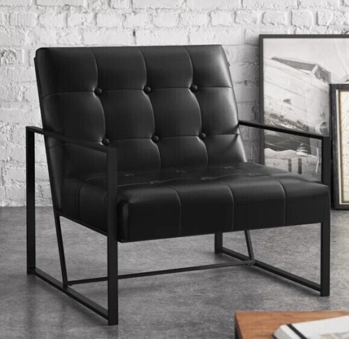 Steelside Billings Faux Leather Armchair in Black in Box $499
