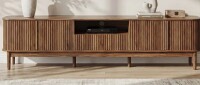 Ebern Designs 86.6" W Media Console Table with Sliding Door?Large TV Stand For Tvs Up To 85" For Living Room And Bedroom,Brown New Open Box $599