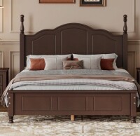 George Oliver Full Size Wood Platform Bed Frame,Retro Style Platform Bed With Wooden Slat Support,Dark Walnut New Open Box $599