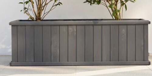 Three Posts Barros Solid Cedar Rectangular Planter Box with Drainage Holes in Gray New New $299