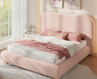 Ivy Bronx Modern Upholstered Platform Bed with Curved Headboard and Rounded Footboard New in Box $699