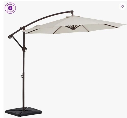 Arlmont & Co Beeram 120'' Round Cantilever Umbrella with Weighted Base in White New In Box $299